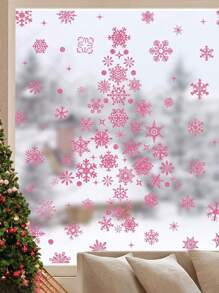 9 chiếc-Miếng dán cửa sổ mùa đông màu hồng hình bông tuyết Giáng sinh, miếng dán trang trí bằng nhựa PVC, miếng dán kính màu trang trí cửa sổ, đồ trang trí cửa sổ cho năm mới - Nhiều màu - Xem 5