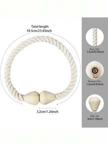1pc/2pcs Wood Cone-Shaped 3-Strand Rope Woven Magnetic Curtain Tiebacks, Multi-Color & Size Options, Suitable For Curtain Fixation Gifts Birthday Graduation - Multicolor - View 4