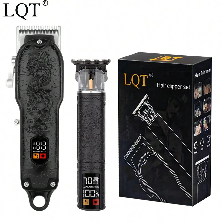 LQT 电动理发器胡须剃须刀专业理发机 USB 充电式理发套装男士 - 黑龍+007黑龍兩件套 - 查看 1