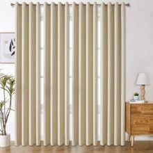 Panouri de perdele negre cu ochiuri, disponibile în opțiuni de 4/2/1 panouri, dimensiuni multiple, țesătură în 3 straturi de înaltă calitate, izolare termică și umbrire solară, potrivite pentru dormitor, sufragerie, sufragerie, bucătărie, dulap, culoare bej