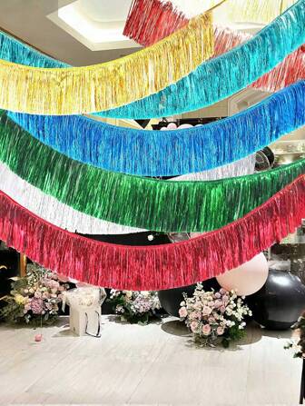 1pc Party Backdrop Hanging Rain String Curtain Decor, Tassel Garland Banner For Weddings, Birthdays And Other Celebrations