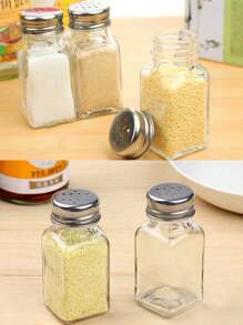 2 piezas/4 piezas Tarros de especias de vidrio, saleros y pimenteros, recipientes para condimentos, accesorios de cocina - Multicolor - Ver 5