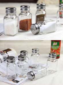 2 piezas/4 piezas Tarros de especias de vidrio, saleros y pimenteros, recipientes para condimentos, accesorios de cocina - Multicolor - Ver 4