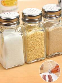 2 piezas/4 piezas Tarros de especias de vidrio, saleros y pimenteros, recipientes para condimentos, accesorios de cocina - Multicolor - Ver 1