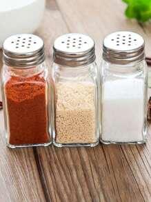 2 piezas/4 piezas Tarros de especias de vidrio, saleros y pimenteros, recipientes para condimentos, accesorios de cocina - Multicolor - Ver 2