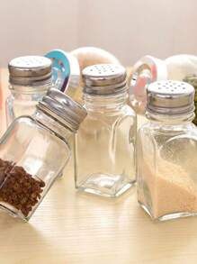 2 piezas/4 piezas Tarros de especias de vidrio, saleros y pimenteros, recipientes para condimentos, accesorios de cocina - Multicolor - Ver 6