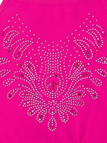 Young Girl Dance Costume, Sparkly Rhinestone Ballet Dance Dress - Hot Pink - View 6