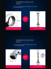 1 đầu vòi phun bếp xoay 360°, đầu nối dài bồn rửa RV có thiết kế chống bắn nước, tiết kiệm nước, bề mặt đánh bóng, phụ kiện nội thất RV - Nhiều màu - Xem 9