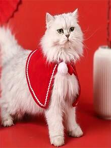 1 件猫咪圣诞头饰、宠物斗篷、狗狗冬季服装、节日服装宠物服装 - 彩色 - 查看 2