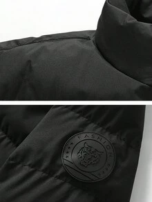 1 chiếc áo khoác cổ đứng cho nam, chống gió, dày, ấm áp, giản dị, vừa vặn, hợp thời trang - màu đen - Xem 4