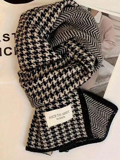 1pc Autumn/Winter Fashionable Plaid Men Scarf, Thick Warm Tassel Scarf, Warm And Simple Design, Casual Scarf Suitable For Daily Use Men Scarves