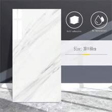 30pcs 5.4㎡ 3D Stereo Light Grey Marble Pattern Imitation Ceramic Tile Wall Sticker, Waterproof, Moisture-Proof, Covering Ugly Wall Panel, Kitchen & Bathroom Sticker, Aluminum Plastic Board Wall Sticker
