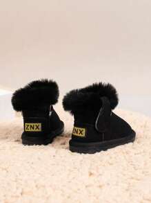 婴儿雪地靴，温暖柔软的冬靴 - 黑色 - 查看 5