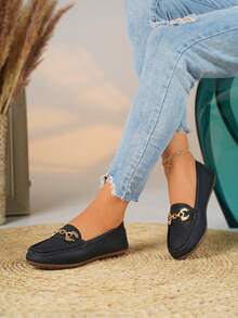 女士户外舒适水钻蝴蝶平底便鞋，适合春秋季节 - 黑色 - 查看 5