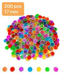 17mm/19mm Magnetic Bingo Chips Counters - 100 Pieces Transparent Counting Game Chips - Clear Plastic Math Markers For Classroom - Mixed Color,Bingo Chips,Games,Bingo Cards - Multicolor - View 14