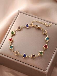 1 件女士时尚多色心形脚链（不含盒子） - 愛心款式 - 查看 1