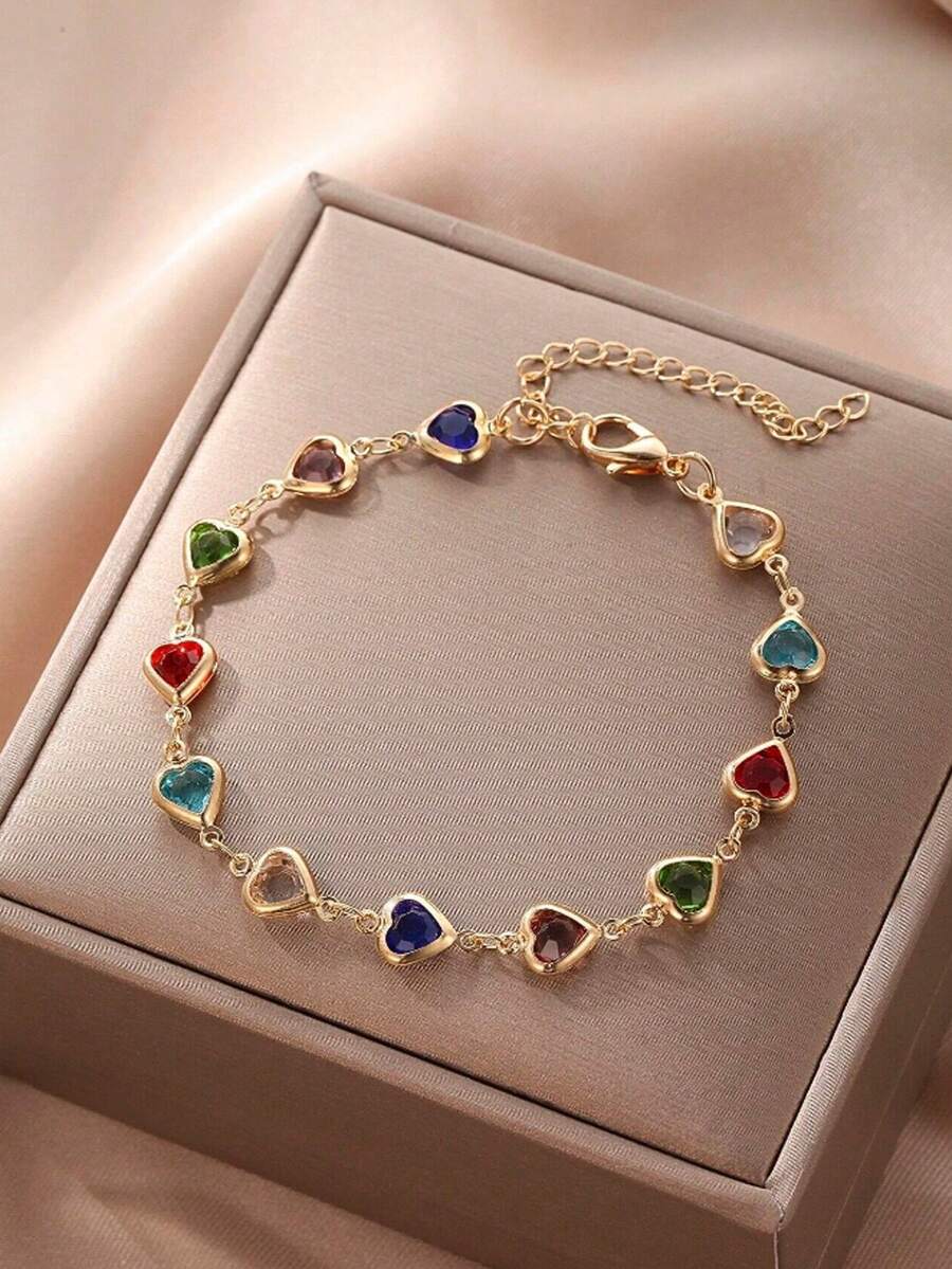 1 件女士时尚多色心形脚链（不含盒子） - 愛心款式 - 查看 1