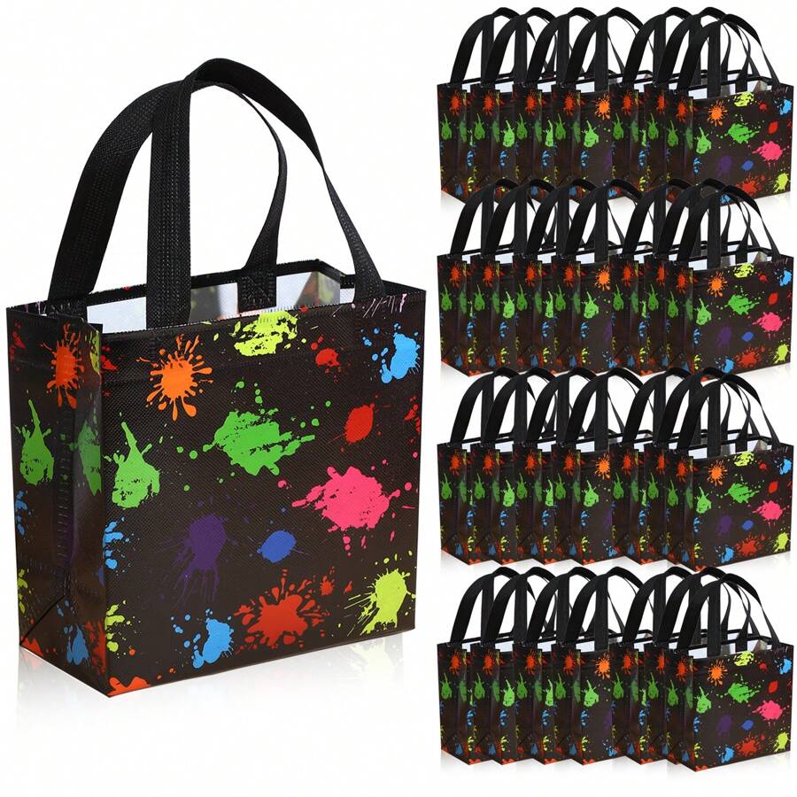 10/20 件发光派对礼品袋，霓虹灯派对用品，无纺布霓虹灯生日派对礼品袋，发光派对装饰小礼品袋 - 彩色 - 查看 1