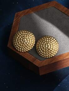 2 件女士时尚 3D 波尔卡圆点奢华高端装饰耳环 - 金黃色 - 查看 4
