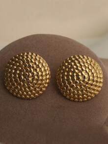 2 件女士时尚 3D 波尔卡圆点奢华高端装饰耳环 - 金黃色 - 查看 1