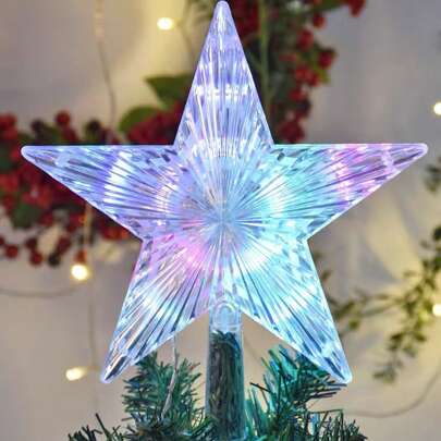 ESTRELA  PONTEIRA PISCA PISCA LED COLORIDO - 18CM  FIO TRANSP 2MTS - 110V/220V