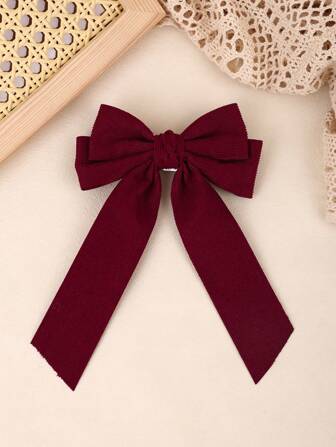 1 pieza Moños de cola larga de pana para mujeres, moños de doble capa lisos con pinzas de cocodrilo, elegantes clips para el cabello de vacaciones, regalo festivo, pasadores para el cabello de mujer, accesorios para el cabello, pasadores para el cabello, pinzas para el cabello, artículos escolares