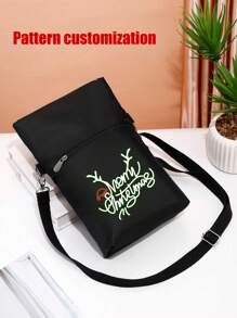 1pc Oxford Cloth Vertical Shoulder Bag, Water-Resistant Nylon Crossbody Bag For Young Men, Customized Pattern Canvas Messenger Bag, Solid Color Shoulder Bag Business Briefcase, Fashion Crossbody Bag Travel Bag, Fits Phone, Large Capacity Documents Organizer, Suitable For Daily Use Bags For Ladies - Black - View 1