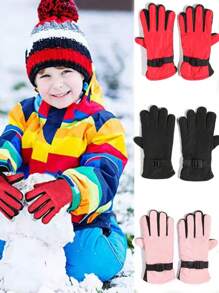 1 Pair Kids Anti-Slip Ski Gloves, Full Finger Winter Warm Windproof Waterproof Ski Mittens For Boys And Girls - Multicolor - View 1
