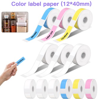 Color Label Thermal Label Tape, 6/12 Rolls Of Color Label Tape, 2x40mm Color Self-Adhesive Label Tape, Suitable For Portable Thermal Label Machine, For Home Storage Label, School Office Label