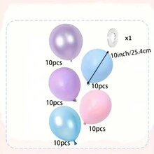 1 套粉色、蓝色、紫色派对气球 - 混色金属珠光乳胶气球，适合公主生日派对装饰 - 彩色 - 查看 4