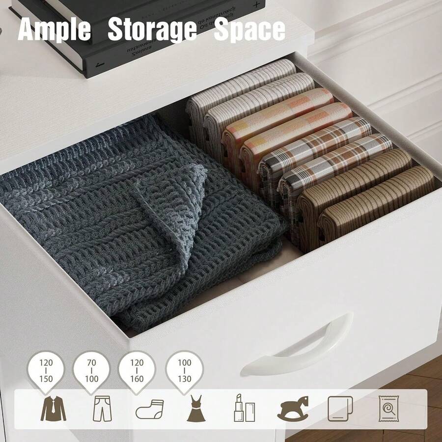 10 Storage Drawer Dresser Bedroom Tall Wood Dresser With Fabric Storage