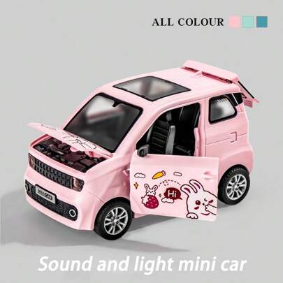 1 件迷你汽车带声光回力车惯性驾驶便携式卡通手持可开门迷你，适合儿童发光开门汽车玩具带声音男孩和女孩幼儿园玩具车派对礼物儿童汽车模型圣诞礼物返校