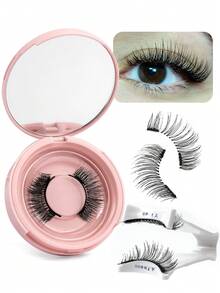 1 Pair Magnetic False Eyelashes Kit With Mirror & Applicator Glue-Free Eyelashes 3D Natural Manga Eyelashes Cat Eye Fluffy Faux Mink Eye Lashes With Tweezers Makeup Tool For Beauty Travel,Reusable Magnetic Eyelashes No Glue Needed 3D Natural Magnetic False Eyelashes Portable Cosmetic Tool,Magnetic Eyelash Set - Natural Looking, Magnetic Adhesion, No Glue Or Eyeliner Needed, Lightweight & Reusable, Comes With Tweezers For Easy Application - 黑色 - 查看 8