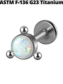 1PC G23 Titanium Opal /Zirconia Sun Flower Lip Studs Cluster Cz Ear Cartilage Tragus Helix Flat Labret Earring Piercing Body Jewelry - Titanium Original Color - View 15