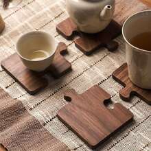 1pc/4pcs Walnut Wood Cup Coasters, Suitable For Cafe, Furniture, Afternoon Tea - Multicolor - View 2