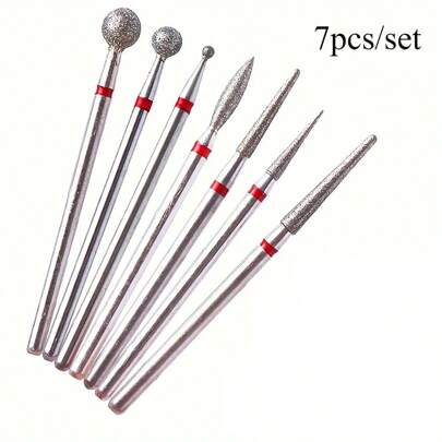 7pcs Nail Polishing Bits, Nail Drill Bits, Nail Polishing Cleaning Brush, Pedicure Remover For Acrylic Gel, Nails Polishing Tools, Nail Art Pedicure Manicure Tools