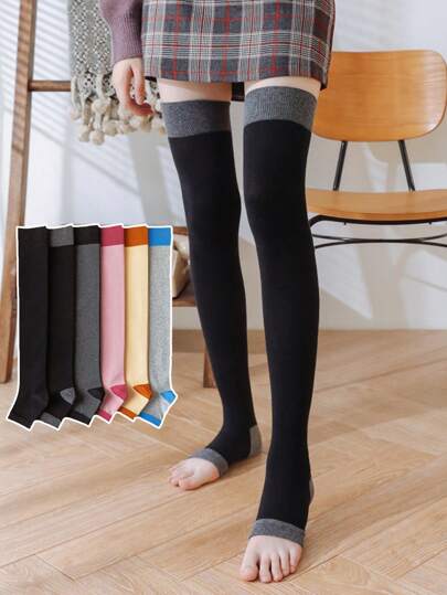 1 Pair Compression Leg Sleeves, Open Toe Knee High Socks, Unisex Pressure Socks