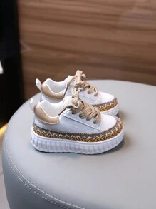 1 paire Baskets mode confortables et anti-dérapantes en bande tricotée, convenant aux bébés en toute saison