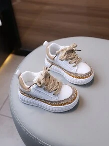 1 paire Baskets mode confortables et anti-dérapantes en bande tricotée, convenant aux bébés en toute saison