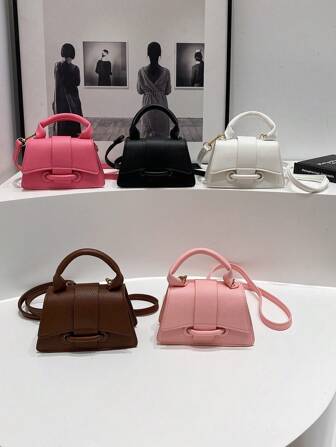 1 件荔枝纹时尚抽绳手提包小众设计优雅斜挎小方包休闲百搭大容量内部空间非常宽敞，适合日常使用