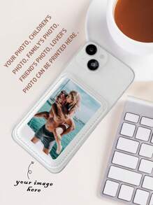 Customized Magnetic Card Holder, Magnetic Card Holder Compatible With IPhone, Magnetic Card Holder, Customized With Various Photos Such As Couples, Family, Pets, Anniversary Etc., Customized Gift - White - View 9
