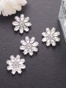 5 Peças/Pacote Botões de Metal com Pétalas de Flor de Cristal Transparente Brilhante, para Camisa, Suéter, Terno, Vestido, Casaco de Pele, Jaqueta, Decoração Costurada à Mão, DIY para Sapatos, Chapéus, Caixas de Presente, Bolsas, Pingentes, Acessórios de Joalheria da Moda