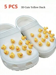 5Pcs/20Pcs 3D Yellow Duck Shoe Charms For , Clog, Slides, Sandals Decoration; Cute Animal Shoe Buckle Charms, Clog Pin Accessories For Kids, Girls, Boys, Party Favors, Gifts,Mother's Day Gift (Non-Integral Insert Decorative Buckle. Please Refer To The Detailed Composite Picture)