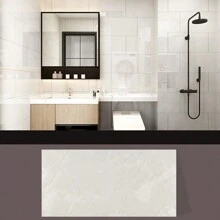 30pcs 5.4㎡ 3D Stereo Light Grey Marble Pattern Imitation Ceramic Tile Wall Sticker, Waterproof, Moisture-Proof, Covering Ugly Wall Panel, Kitchen & Bathroom Sticker, Aluminum Plastic Board Wall Sticker