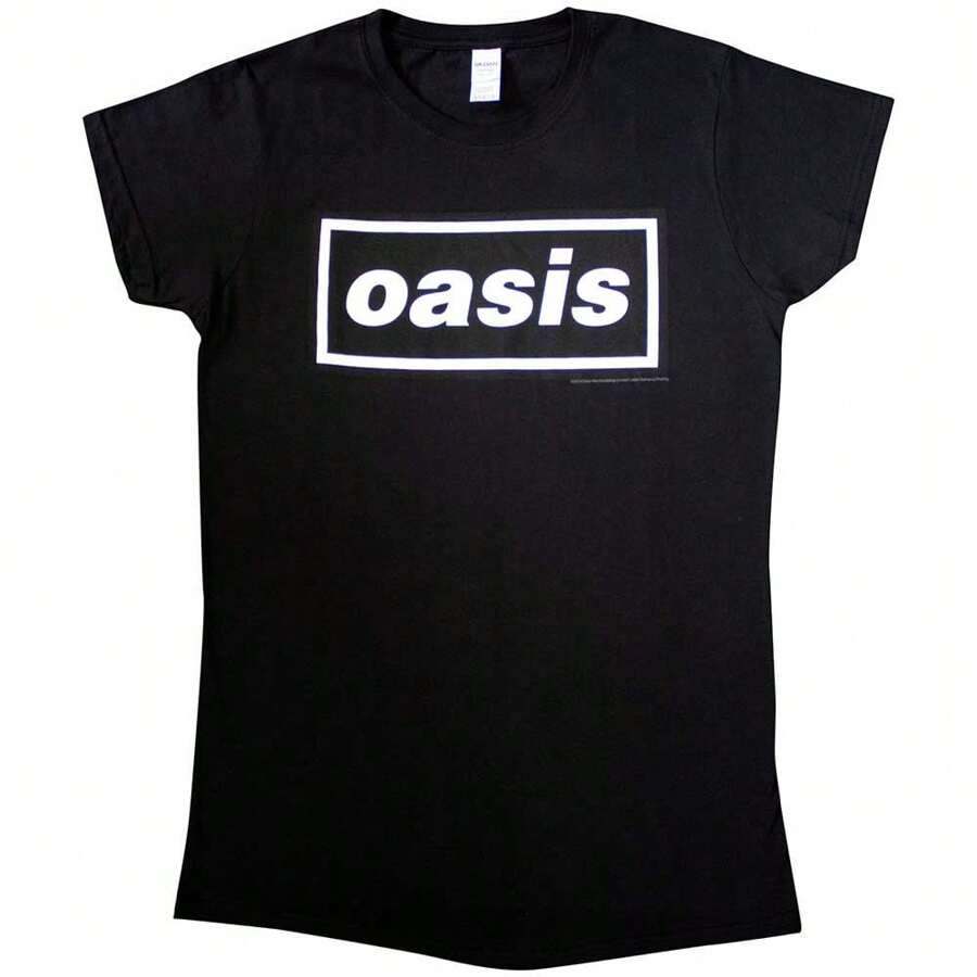 Oasis | Official Ladies Band T-Shirt | Decca Logo - 48-Hour Fast Shipping!  - Black - View 1