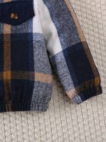 2 szt. Chłopięca gruba krata Patchworkowa kurtka z sztruksowymi spodniami Outdoor Casual Outfits