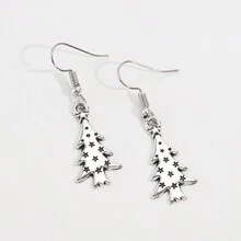 1 对圣诞元素吊坠耳环，适合女性节日佩戴 - 紅色 - 查看 12