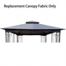 10x10 Ft Patio Double Roof Gazebo Replacement Canopy Top Fabric, Gray - Gray + Polyester as Pic - View 1
