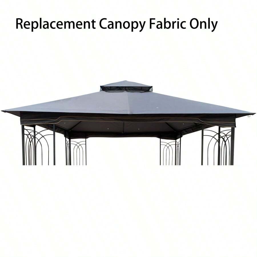 10x10 Ft Patio Double Roof Gazebo Replacement Canopy Top Fabric, Gray - Gray + Polyester as Pic - View 1
