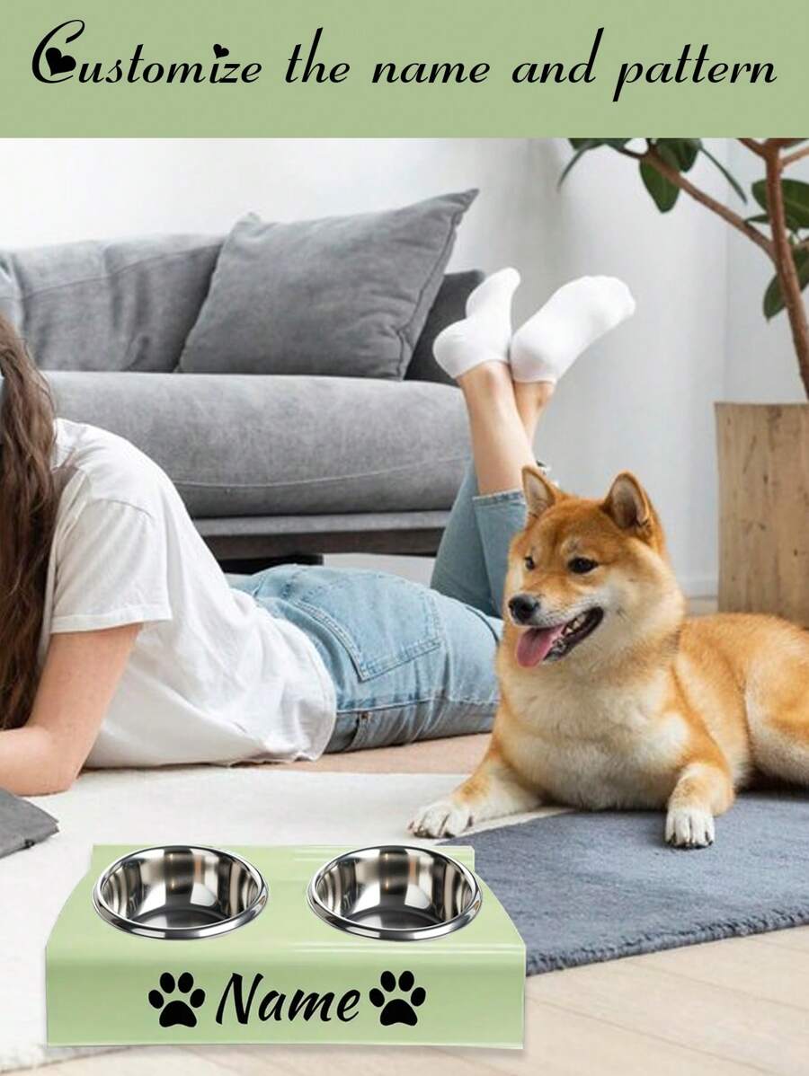 Personalized Dog Bowls Double Dog Water And Food Bowls Stainless Steel